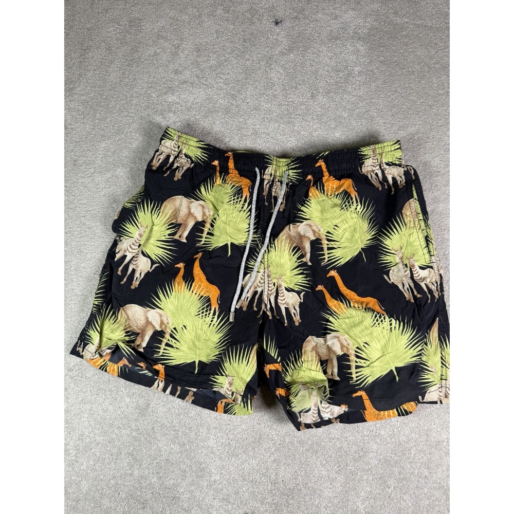 Vilebrequin Swim Trunks Men's Safari Elephant Giraffe Zebra Print Lined XXL Bag